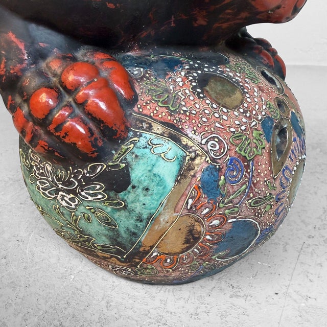 Ceramic Japanese Shishi / Lion-Dog with Ball, 1950s For Sale - Image 7 of 14