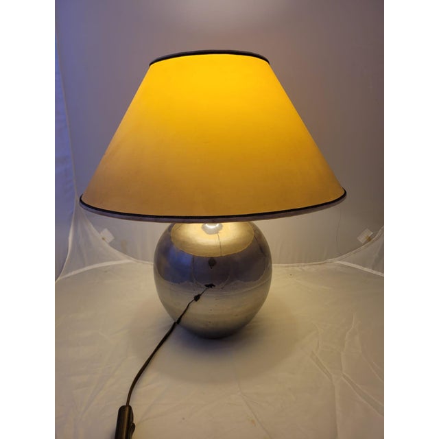 Vintage Silver-Plated Ceramic Table Lamp from La Bottega, 1980s For Sale - Image 9 of 13