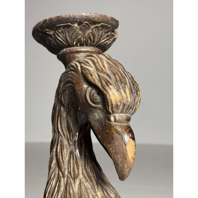 Brown Hand-Carved Eagle Statues, 1800s, Set of 2 For Sale - Image 8 of 18