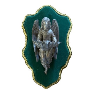 French Antique Bronze Angel Holy Water Front For Sale