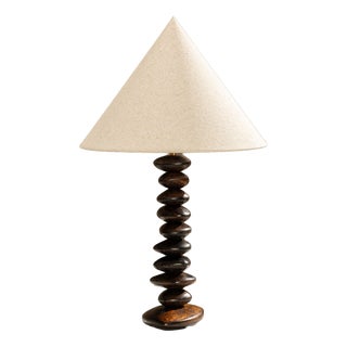 Vintage Wooden Table Lamp, France, 1970s For Sale