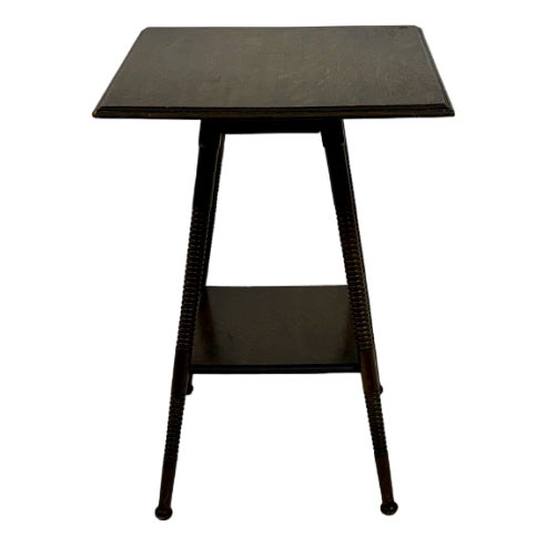 Early 20th Century Oak Two-Tier Side Table with Ring Turned Legs, 1900s For Sale