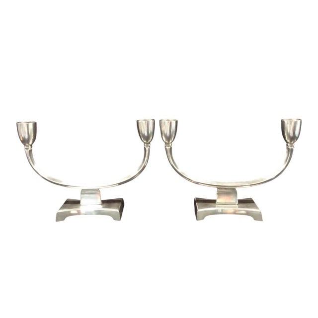 The Just Andersen Candlesticks are beautifully crafted in Denmark during the Art Deco era, around 1900-1940. Made of...