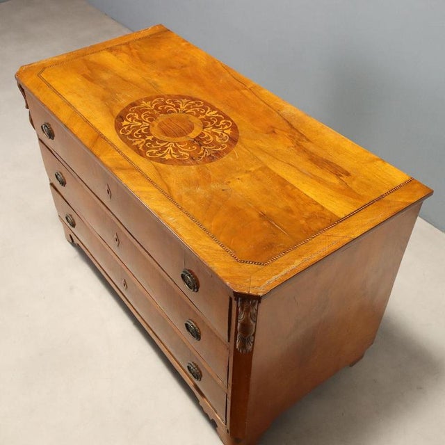 Brown Early 20th Century Walnut Chest of Drawers with Central Inlay For Sale - Image 8 of 12