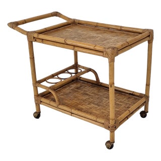 Mid-Century Italian Trolley in Bamboo and Rattan, 1970s For Sale