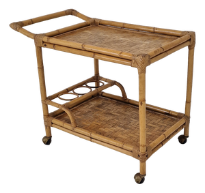 Mid-Century Italian Trolley in Bamboo and Rattan, 1970s