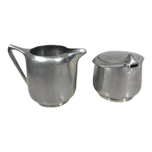 1950s Art Nouveau Modernist Creamer & Sugar Newmaid Picquot Ware England