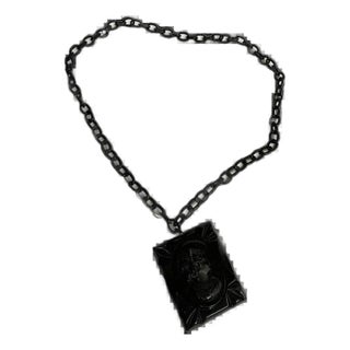 1940s Black Celluloid Cameo Necklace For Sale