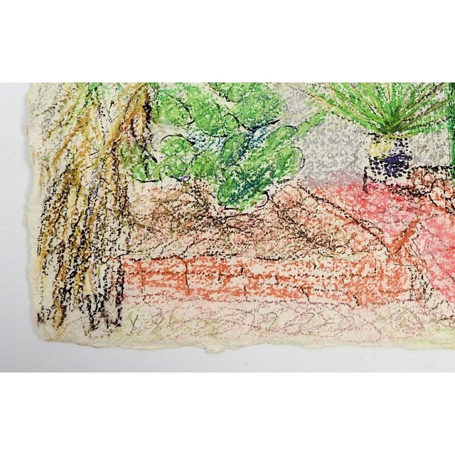 Colored pencil drawing of desert foliage garden on heavy handmade paper by George Turner (1943-2014) American. Signed and...
