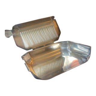 1970s Silver-Plate Butler Crumb Catcher & Brush For Sale