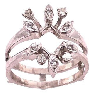 14 Karat White Gold Interlocking Engagement Ring Guard For Sale
