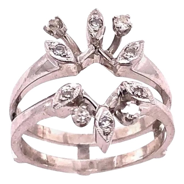 14 Karat White Gold Interlocking Engagement Ring Guard For Sale