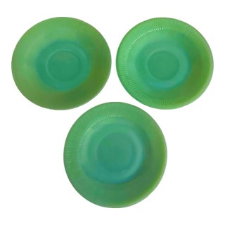 Vintage Fire King Jadeite Glass Saucer Plates - A Set of 3 For Sale