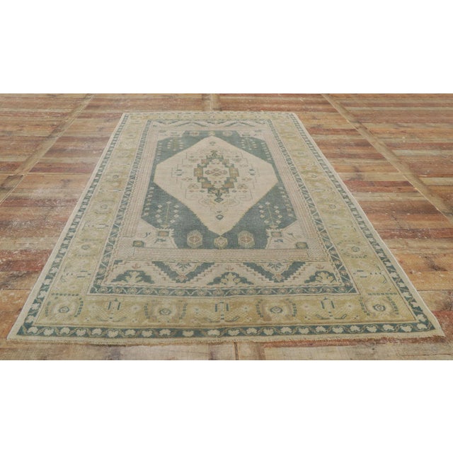 Textile Vintage Turkish Oushak Rug - 05'02 X 09'07 For Sale - Image 7 of 9