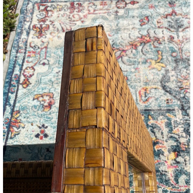 Glass Vintage Banana Leaf Beveled Statement Mirror For Sale - Image 7 of 8