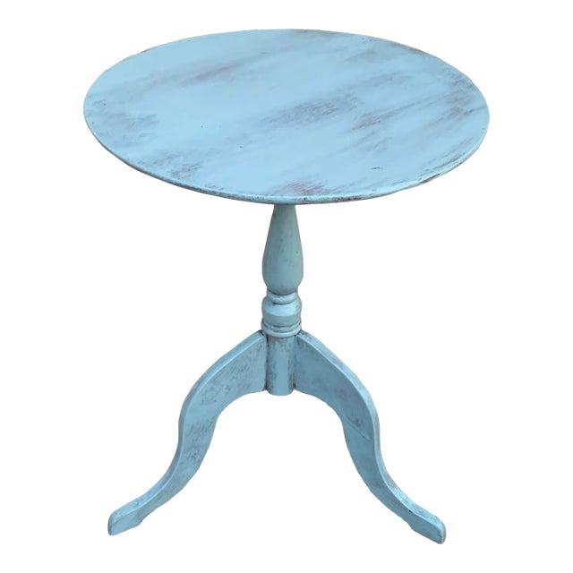Antique French Country Round Painted Walnut Side Table, Early 20th Century For Sale