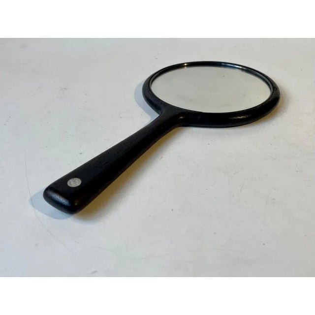 Modernist Danish Sterling Silver & Bog Oak Handheld Mirror by Axel Salomonsen, 1960s For Sale - Image 4 of 10