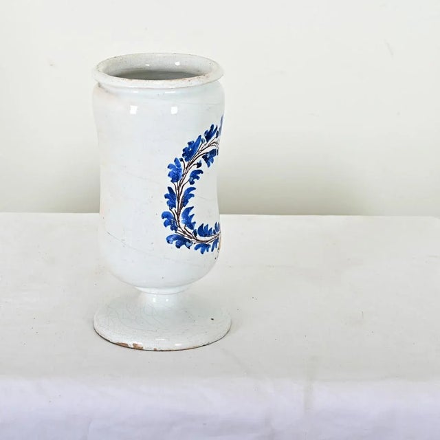 Ceramic Italian 19th Century Blue and White Pharmacy Jar For Sale - Image 7 of 9