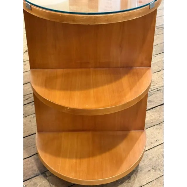 Mid-Century Modern Mid Century Art Deco Inspired Rolling Bar Cart With Drop Front and Glass Bar Storage on the Reverse. For Sale - Image 3 of 9