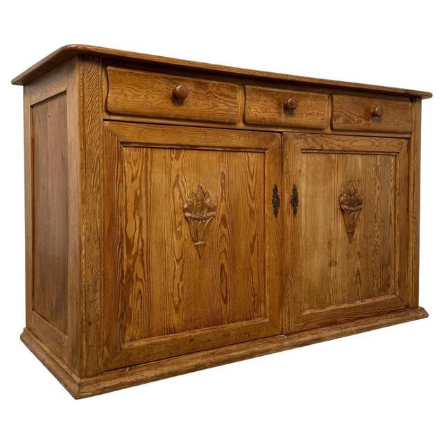 Antique English Victorian Pitch Pine Credenza, 1800s For Sale - Image 6 of 13