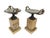 Pair of 19th-Century Bronze Tazzas Featuring Gilt Snake Handles and Siena Marble Stands. Some small chips on the bottom of...