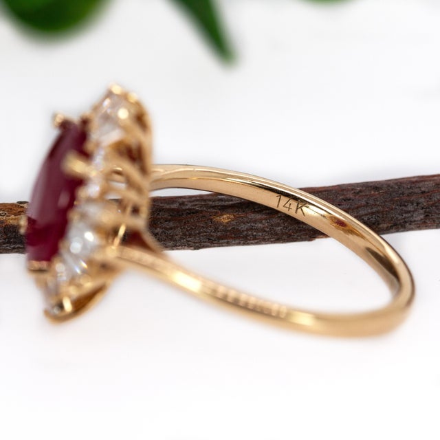 Metal Heirloom Jewelry - 3.12cts Burma Ruby Ring W Natural Diamonds in 14k Solid Gold, Size 6.75 For Sale - Image 7 of 7