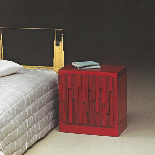 Overview An exceptionally rare pair of Gaetano nightstands designed by Luciano Frigerio for Frigerio di Desio in the...