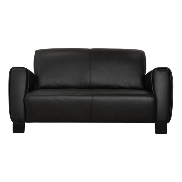 Black Leather 2-Seater Sofa from Ewald Schillig For Sale