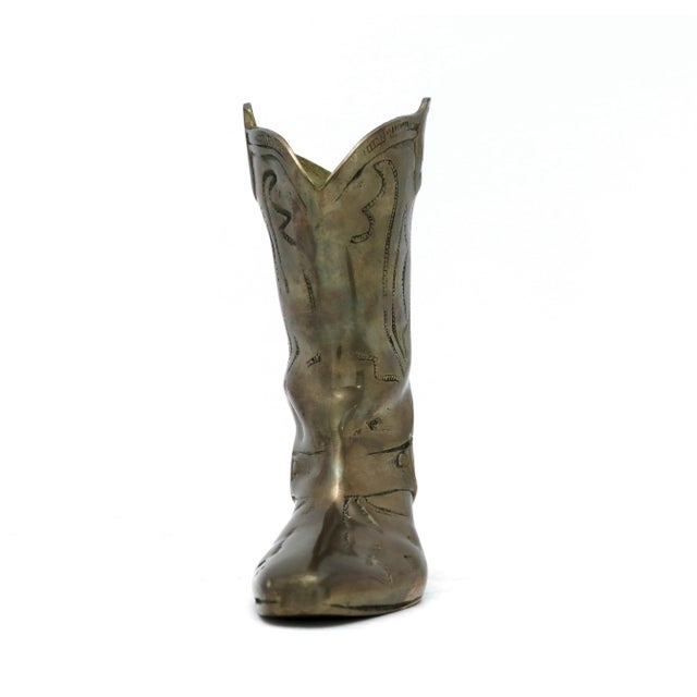Metal Vintage Brass Boot With a Moveable Spur For Sale - Image 7 of 11