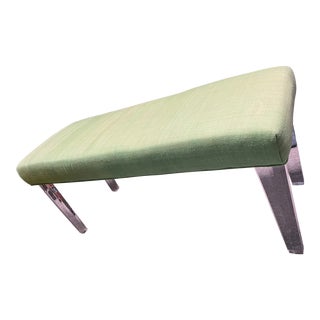 Modern Green Bench With Lucite Legs For Sale