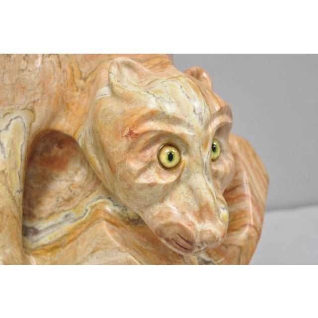 Vintage Seymour Shuren Modern Pink Carved Marble Abstract Panther Cat Sculpture For Sale - Image 10 of 18