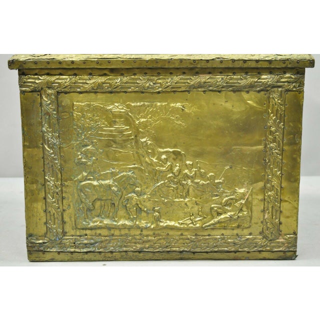 19th Century Antique Embossed Brass Victorian Country Scenes Box Chairish
