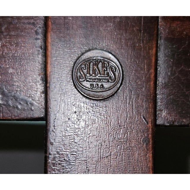 Wood Sikes Chair Co. Mahogany & Leather 1900s Railroad Station Bench For Sale - Image 7 of 7