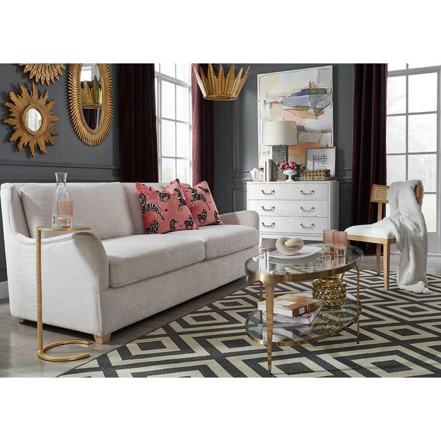 Metal Matthew Izzo Home Brando Antique Brass Two Tier Oval Coffee Table With Glass Tops For Sale - Image 7 of 9