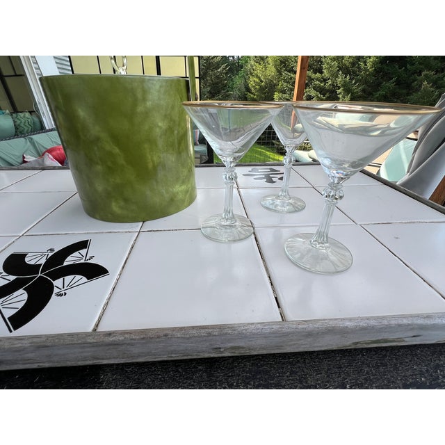 Mid-Century Modern 1970's Vintage Green Vinyl Ice Bucket For Sale - Image 3 of 9