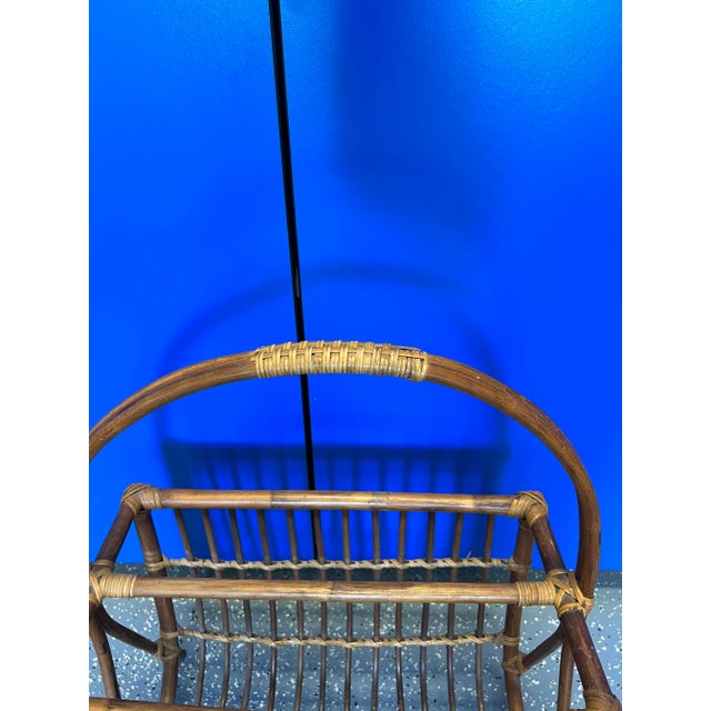 MidCentury Modern Rattan Magazine Rack For Sale - Image 4 of 10