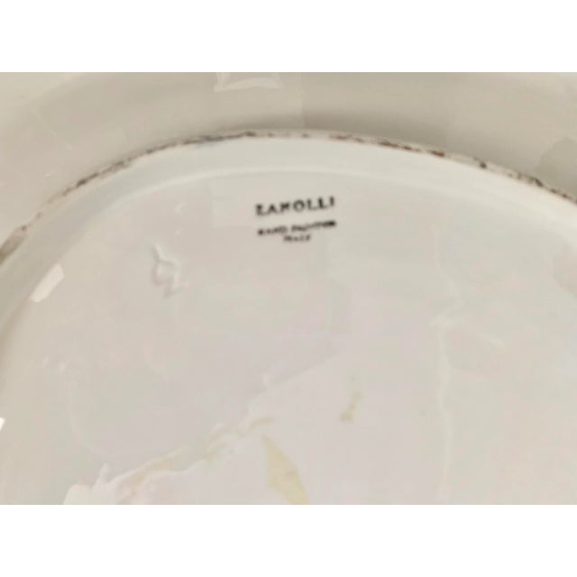 Mid-Century Modern Zanolli Italy Large Black and White Hand Painted Oval Platter With Wave Design For Sale - Image 3 of 5