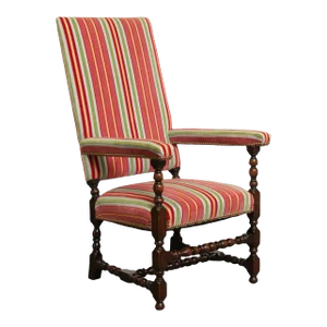 Jacobean Style Custom Upholstered High Back Armchair