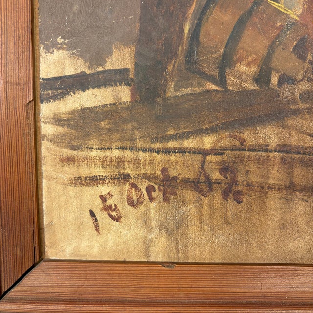 1902 French Oil Painting of a Vineyard Worker With a Hotte À Vendange (Wine Harvester) For Sale - Image 4 of 7