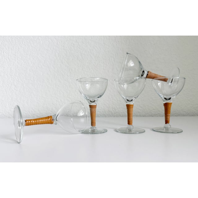 Mid-Century Modern 1940s Carl Auböck Rattan Wrapped Aperitif Glasses- Set of 5 For Sale - Image 3 of 7
