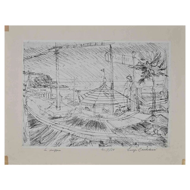 Luigi Bartolini, La Spiaggia, Original Etching, 1950 For Sale
