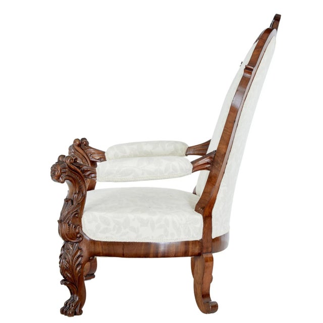 Mid 19th Century Carved Walnut Armchair For Sale - Image 4 of 11