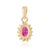 Peitite Certified Natural Ruby & Diamond Halo Cluster Pendant in 14k Yellow Gold For Sale - Image 9 of 14