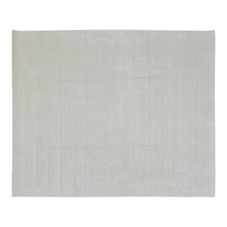 Modern Indian Handloom Wool/Bamboo Rug, 12'x14'10" For Sale