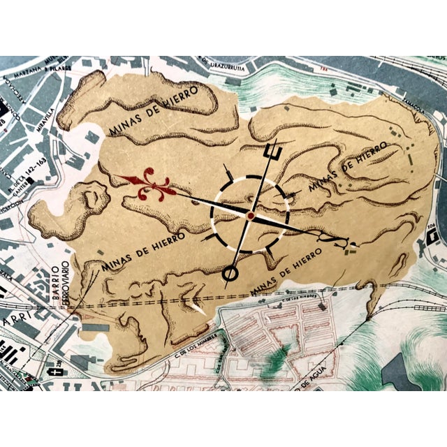 1950s Original 1952 Mid-Century City Plan of Bilbao, Spain ‘Plano De Bilbao’ in Original Chippy Wood Frame For Sale - Image 5 of 11