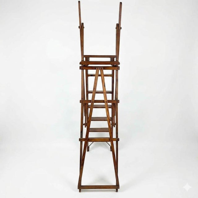 Wood Late 19th Century Magnificent Victorian Architectural a-Frame Ladder, Presentation & Showroom Display Model - 1 Piece For Sale - Image 7 of 12