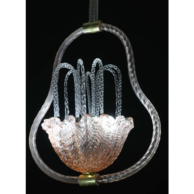 1950s Charming Pink and Trasparent Murano Glass Chandelier by Barovier E Toso For Sale - Image 12 of 16