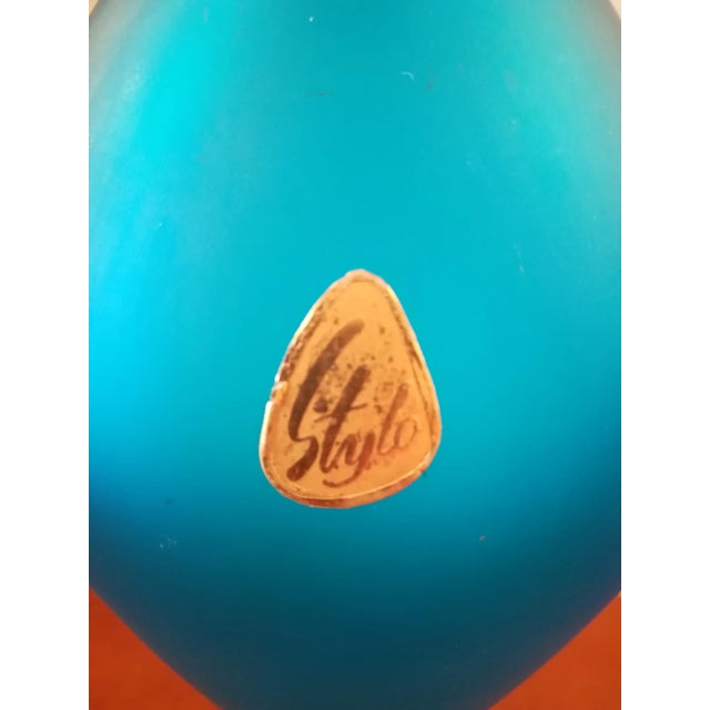 Blue Ice Effect Glass Vase from Stylo, 1960s For Sale - Image 9 of 10