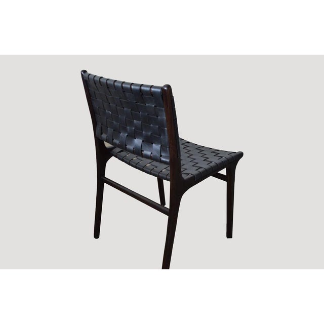 Andrianna Shamaris Modern Chair Series Double-Backed Leather Woven Chair For Sale - Image 17 of 18