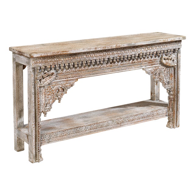 Vintage Carved Cream Console, 1940s For Sale